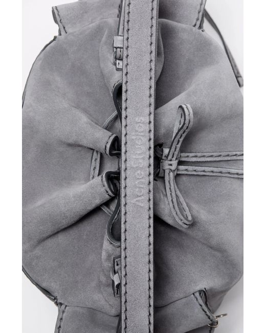 Acne Gray Ruffled Leather Shoulder Bag