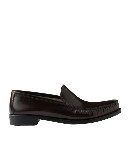 Prada Black Logo-Debossed Ruched Loafers