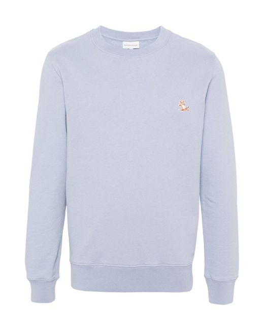 Maison Kitsuné Blue Maison Kitsuné Chillax Fox Patch Crewneck Sweatshirt for men