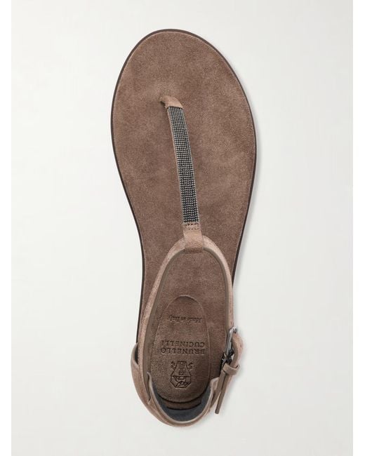 Brunello Cucinelli Brown Round-Toe Flat Sandals