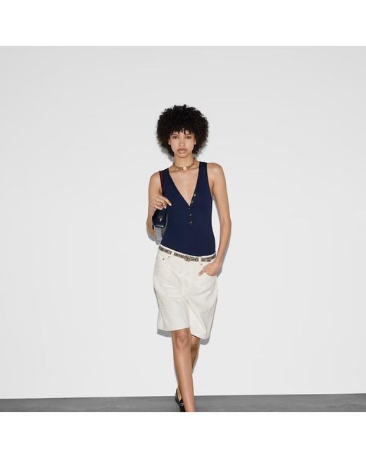 Gucci White Bermuda Gg Jacquard Denim Shorts