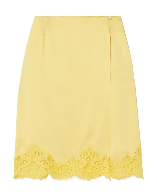 Stella McCartney Yellow Lace-Trimmed Scalloped Short Skirt
