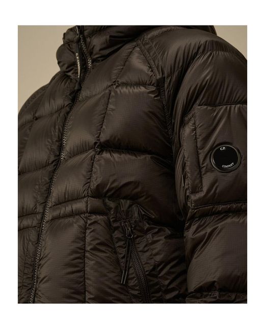 C P Company Black Lightweight Matte Micro-Ripstop Down Jacket With Adjustable Hood for men