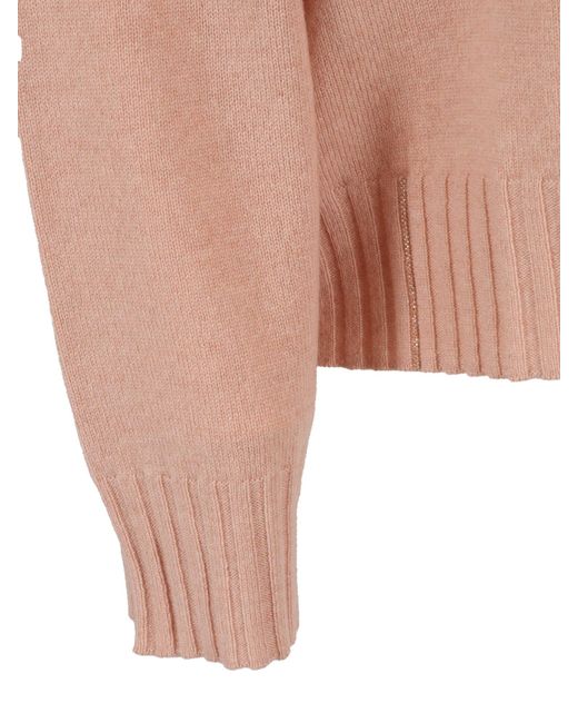 Fabiana Filippi Pink V-Neck Embellished Sweater
