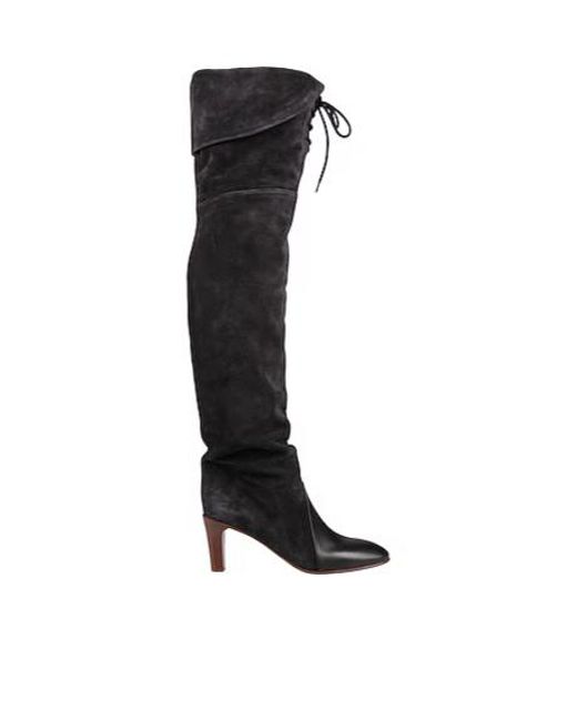 Chloé Black Solid Color Round-Toe Tall Boots