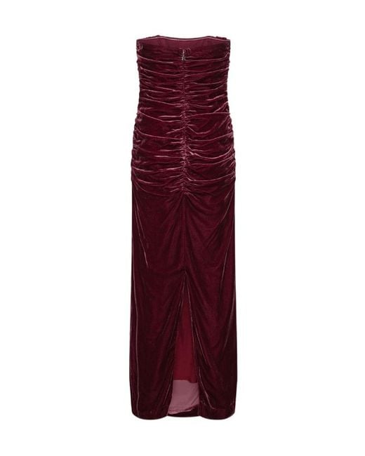 ROTATE BIRGER CHRISTENSEN Purple Silk Velvet Ruched Dress