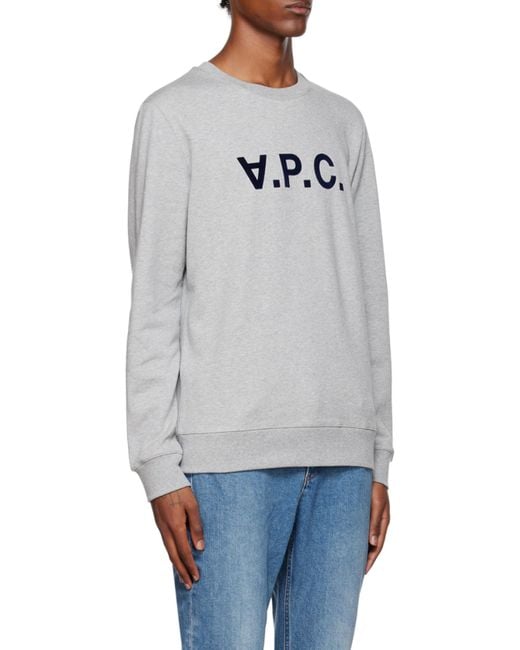 A.P.C. Gray Logo-Printed Straight Hem Sweatshirt for men