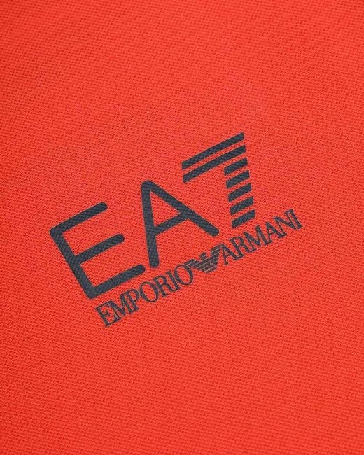EA7 Red Logo Printed Polo Shirt for men