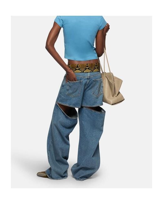 The Attico Blue The Wide-Leg Cut-Out Detail Jeans