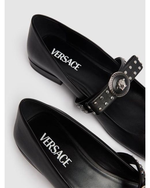 Versace Black Square-Toed Ballet Shoes
