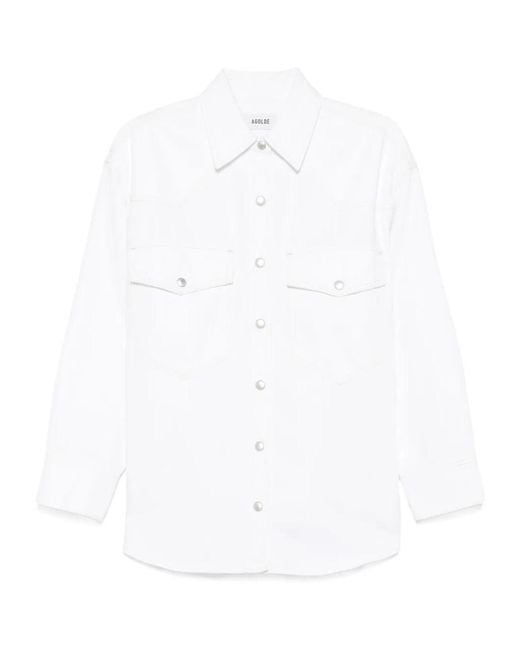 Agolde White Button-Down Long Sleeve Shirt