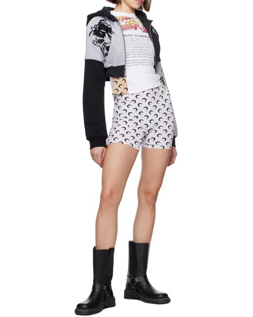 MARINE SERRE White Crescent Printed Mini Shorts