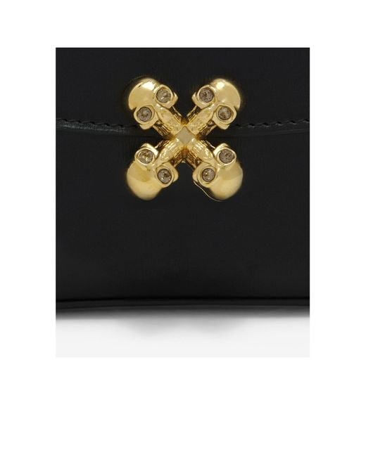 McQueen Blue Small Skull Flower Embellished Shoulder Bag