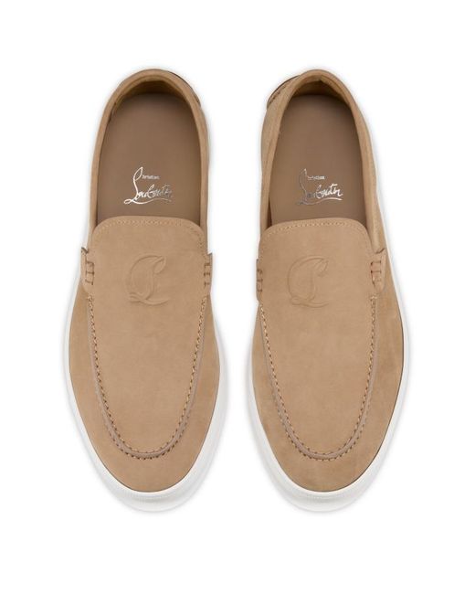Christian Louboutin Brown Moonboat Embossed-Logo Loafers for men