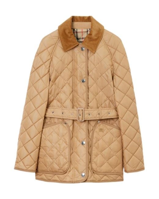 Burberry Natural Belted Waist Quilted Jacket