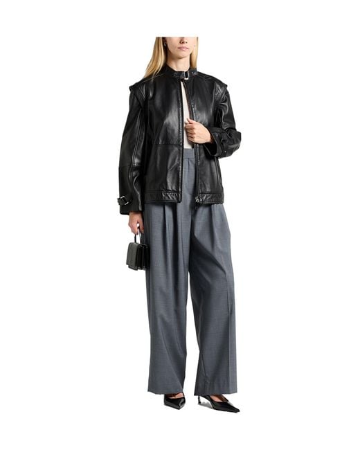 MAX&Co. Black Solid Color Leather Jacket