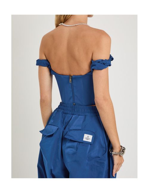 Vivienne Westwood Blue Chichi Corset Draped Taffeta Crop Top