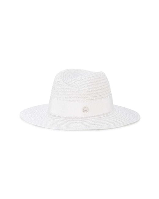 Maison Michel White Logo Plaque Virginie Hat