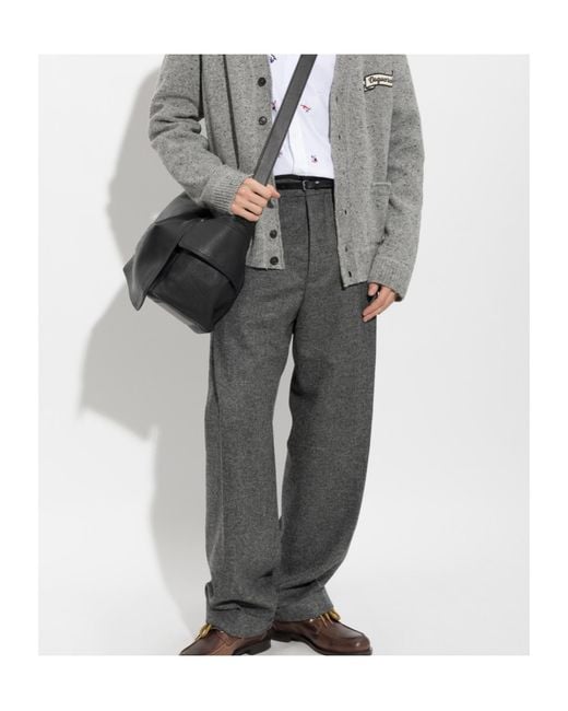 DSquared² Gray Tweed2 Wide-Pleat Pants for men
