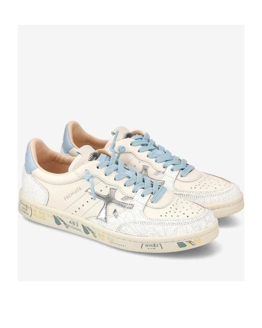 Premiata White Bsktclad Strapped Low-Top Casual Shoes