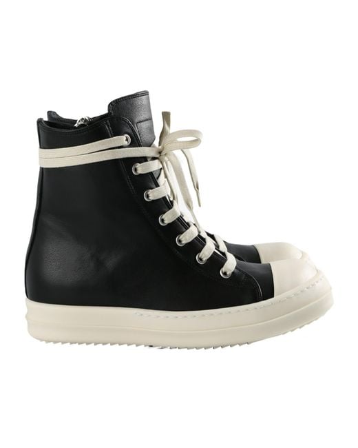 Rick Owens Black High-Top Lace-Up Sneakers
