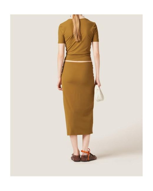 Miu Miu Yellow Logo-Appliquéd T-Shirt