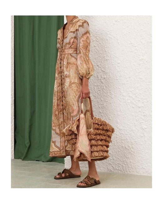 Zimmermann Natural Wanderlust Linen Midi Dress