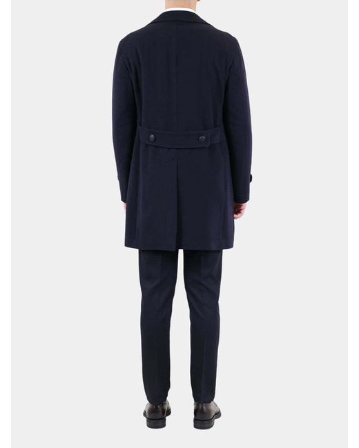 Tagliatore Blue Single-Breasted Tailored Coat for men