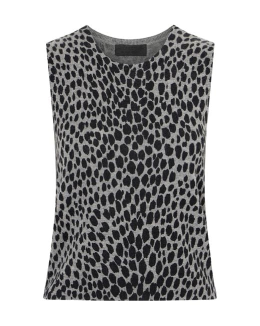 Nili Lotan Black Nessa Leopard-Jacquard Cashmere Tank