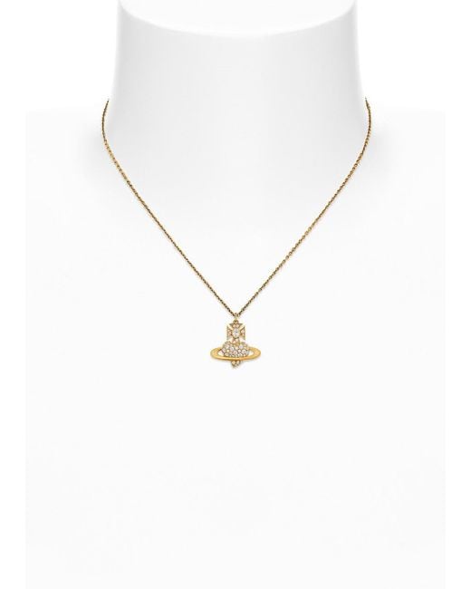 Vivienne Westwood White Agnatha Bas Relief Pavé Pendant Necklace