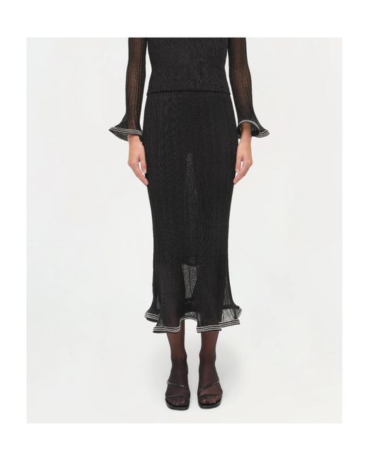 Jonathan Simkhai Black Ruffled Midi Skirt