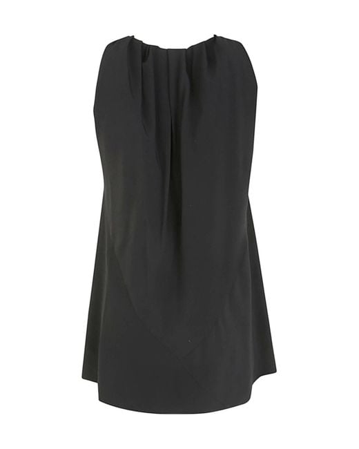 Rick Owens Black Draped-Neck Sleeveless Top