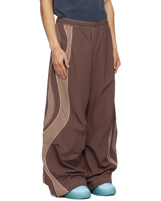 ERL Brown Contrast Panel Wide-Leg Pants for men