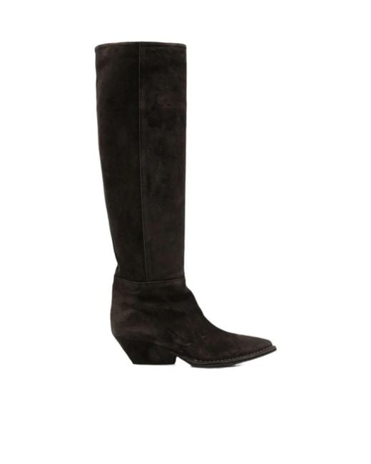 Roberto Del Carlo Black Pointed-Toe Tall Boots