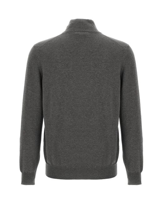 Brunello Cucinelli Gray Half-Zip Sweater for men
