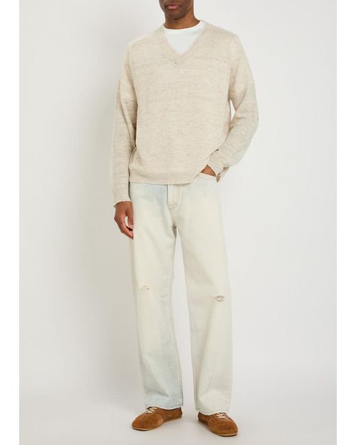 Our Legacy Natural V-Neck Knit Sweater for men