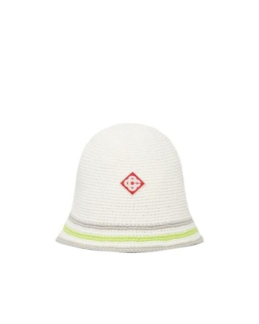 Casablanca White Striped Knit Hat for men