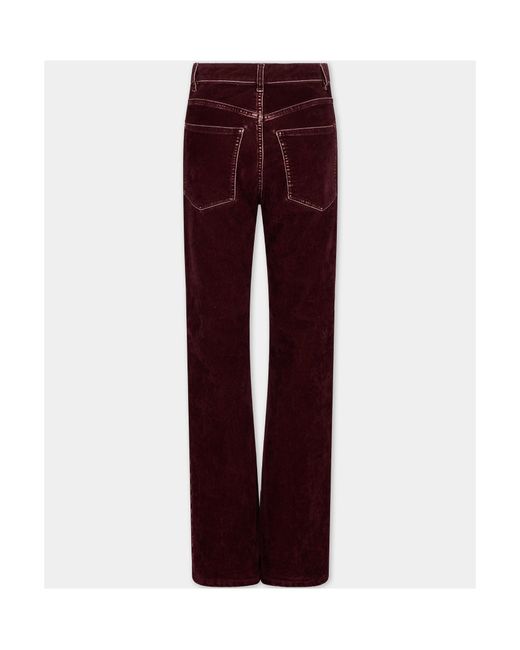Rabanne Red High-Waist Straight-Leg Velvet Trousers