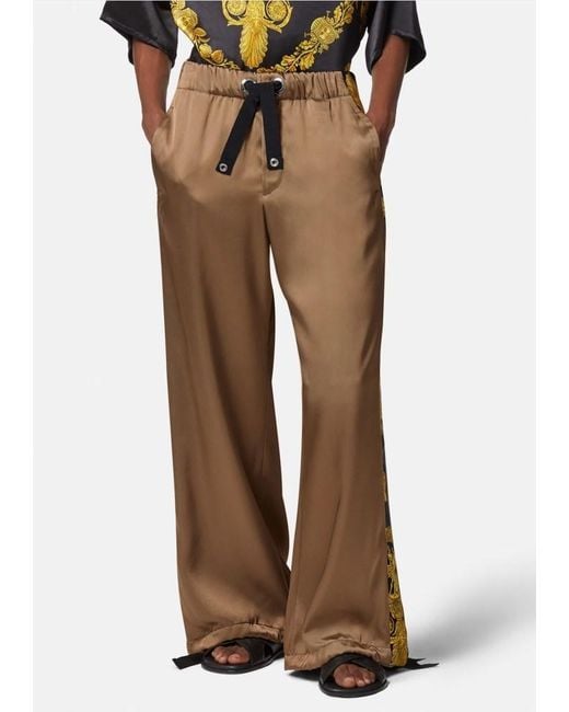 Versace Brown Baroque Printed Drawstring Pants for men