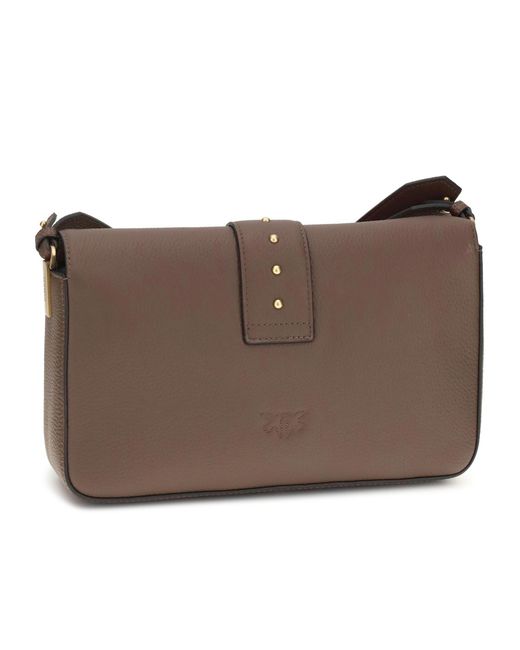 Pinko Brown Love One Slouchy Shoulder Bag