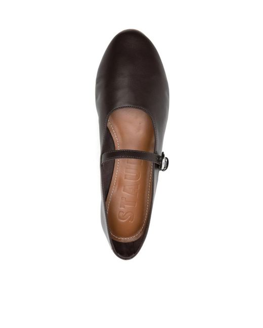 Staud Brown Buckle Flat Ballet Shoes