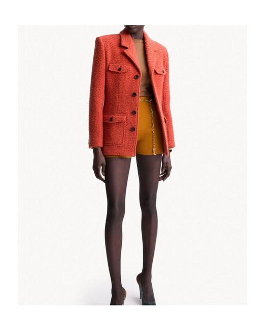 Saint Laurent Red Single-Breasted Long-Sleeved Jacket