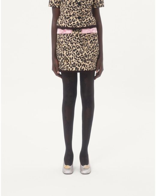 Valentino Multicolor Bow Detailed Animal Patterned Skirt