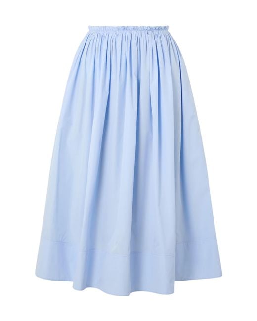 Gabriela Hearst Blue Shiva Gathered Cotton-Poplin Maxi Skirt