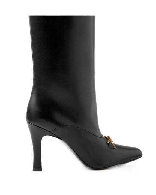 Versace Black Marisa Leather Boots 90 Mm