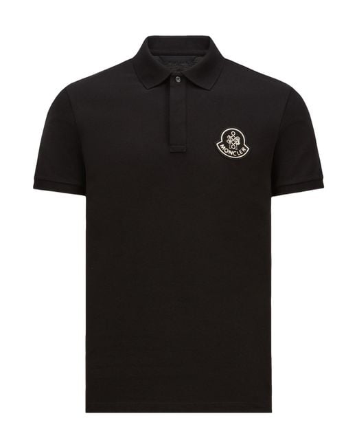 Moncler Black Year Of The Snake Patch Cotton Piquet Polo Shirt for men