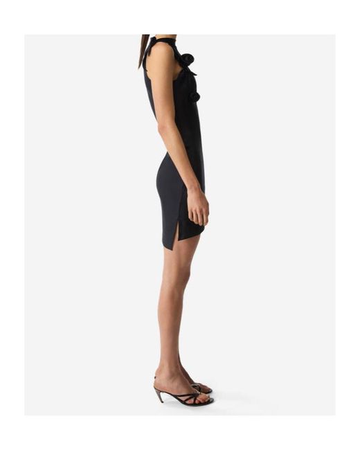 Coperni Black Asymmetric Flower Mini Dress