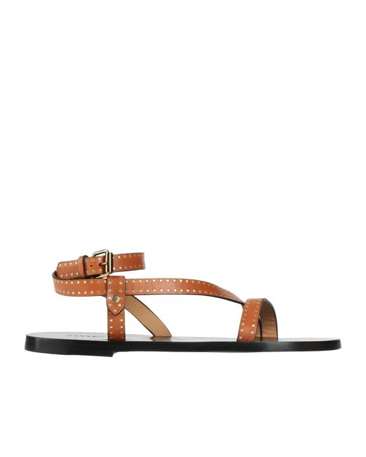 Isabel Marant Brown Minimalist Genuine Leather Sandals