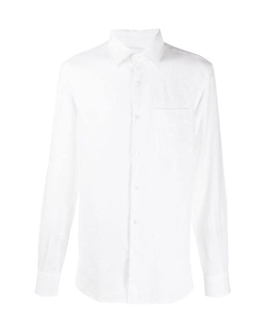 Aspesi White Sheer Panel Long Sleeve Shirt for men