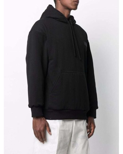 Valentino Black Vltn Logo Patch Relaxed Hoodie for men